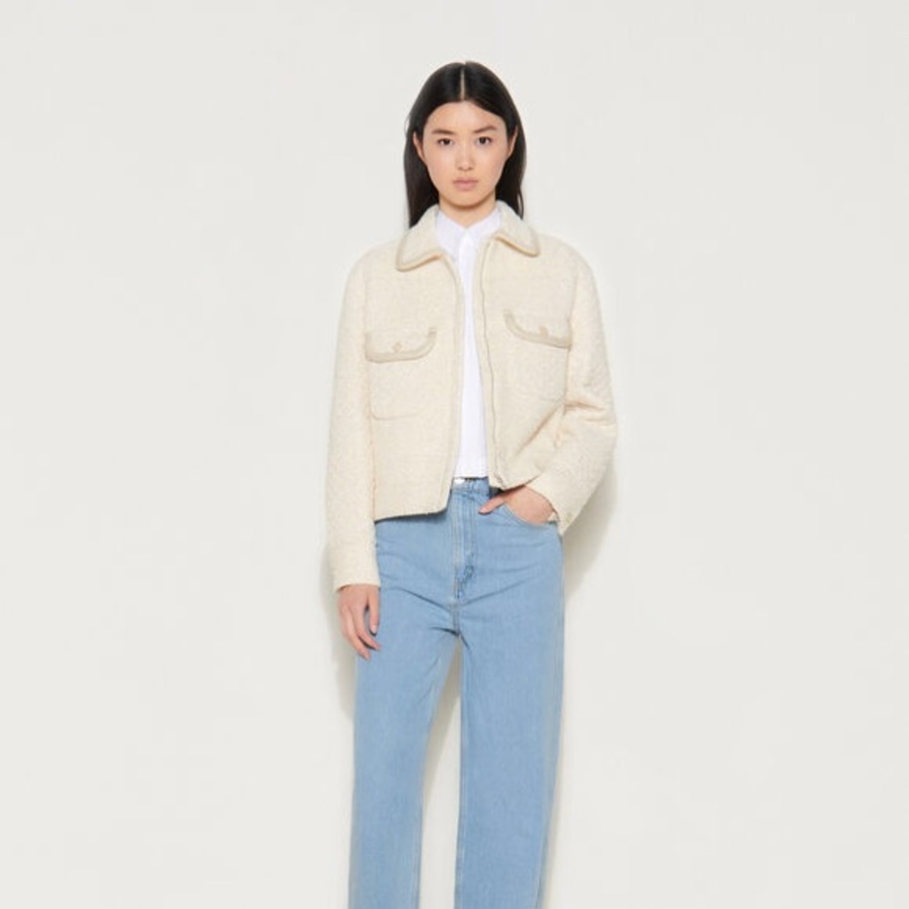 NWT Sandro Tweed jacket with quilting, XS